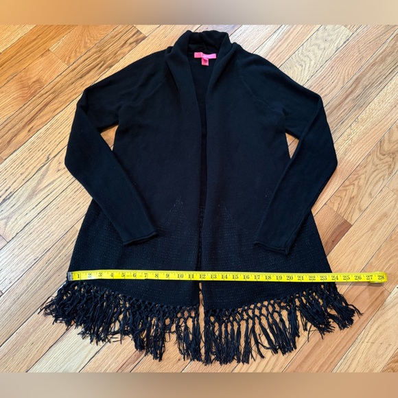 Lilly Pulitzer Tatum BLACK Fringe Hem Open Cardigan Sweater Women’s Size S - Picture 12 of 15